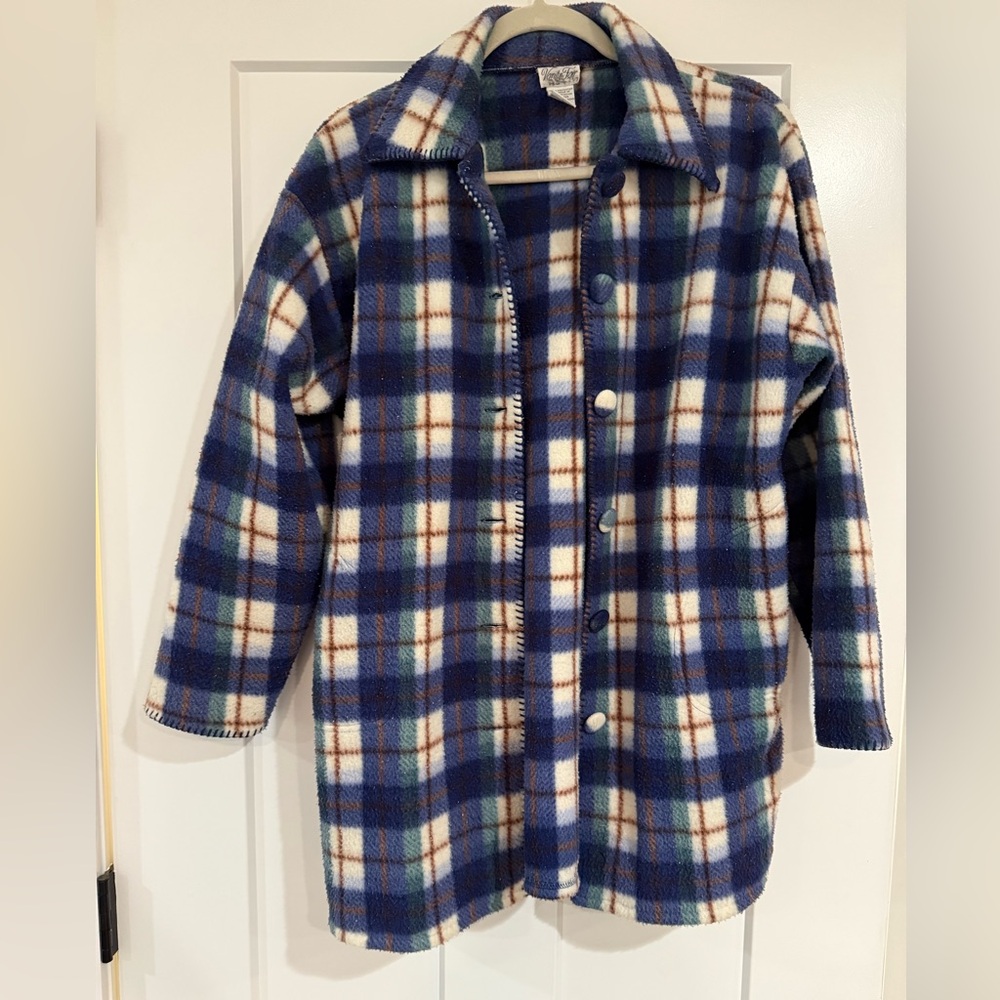 VTG Vanity Fair Flannel Plaid Shacket Sweater jacket button
